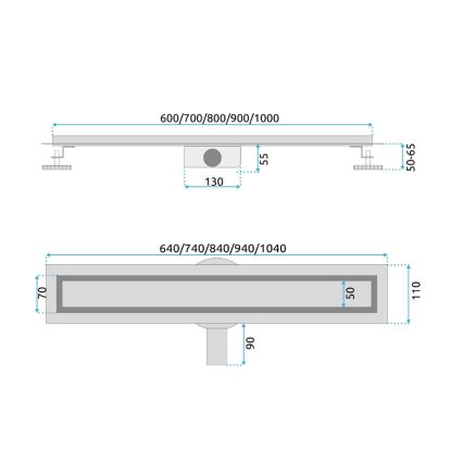 REA-G2703 - Odvodni žleb NEOX PRO 80 cm, nerđajući čelik / brušeno zlato