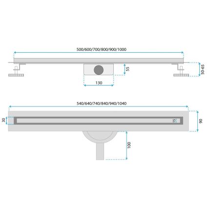 REA-G2710 - Linijski slivnik NEOX SLIM 70 cm nerđajući čelik/crna