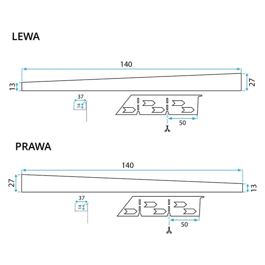 REA-K3218 - Nagibna šina 140 cm crna