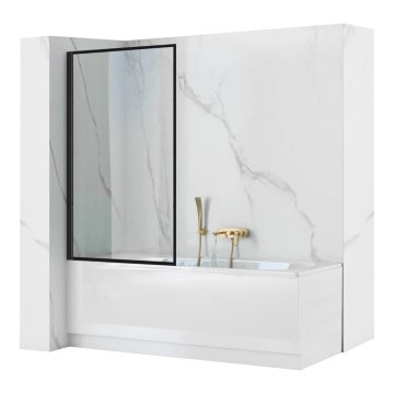REA-K7390 - Staklena pregrada za kadu LAGOS 140x80 cm crna/prozirna
