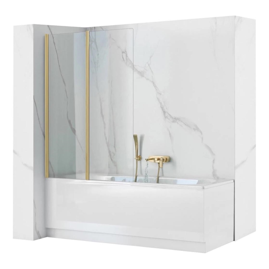 REA-K9777 - Sklopivi paravan za kadu AGAT 140x100 cm brušeno zlato/prozirno staklo