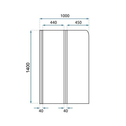 REA-K9777 - Sklopivi paravan za kadu AGAT 140x100 cm brušeno zlato/prozirno staklo