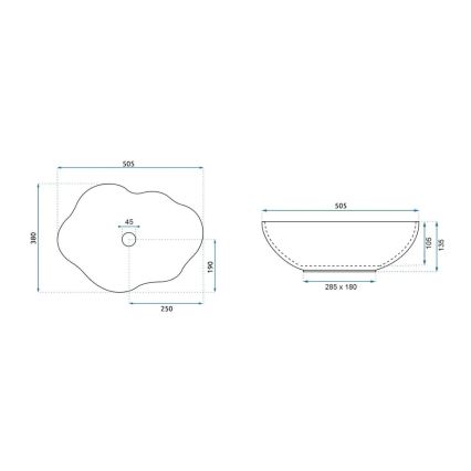 REA-U0265 - Umivaonik za ploču PEARL 38x50,5 cm keramika/sjajna bela