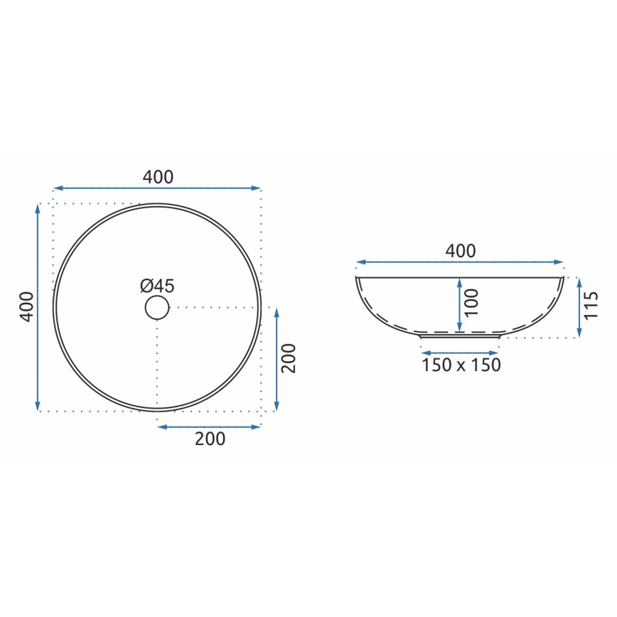 REA-U0267 - Umivaonik na radnu ploču ARTE, prečnik 40 cm, keramika/ornamentalni dezen