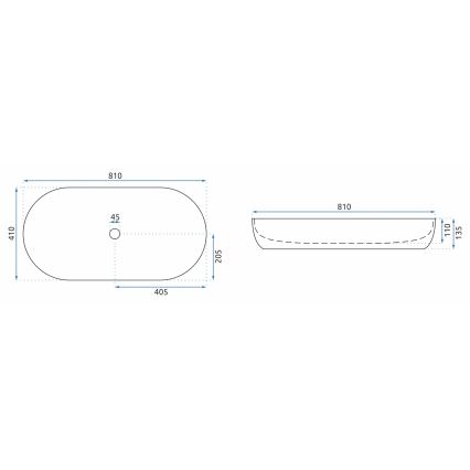 REA-U0563 - Umivaonik za ugradnju na radnu ploču CLEO 41x81 cm keramika/sijajna bela