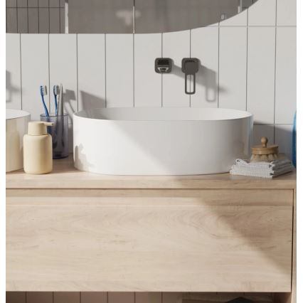 REA-U0600 - Umivaonik za postavljanje na ploču ALMA 36x57 cm keramika/sjajna bela