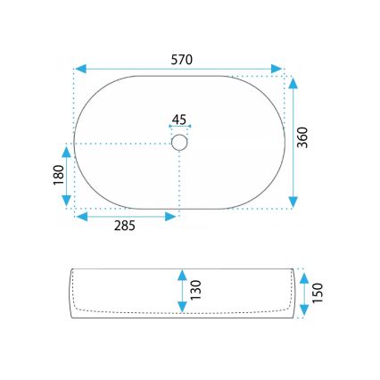 REA-U0600 - Umivaonik za postavljanje na ploču ALMA 36x57 cm keramika/sjajna bela