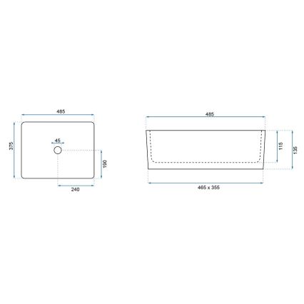 REA-U0669 - Nadgradni umivaonik ANITA 37,5x48,5 cm keramika/sjajna bela