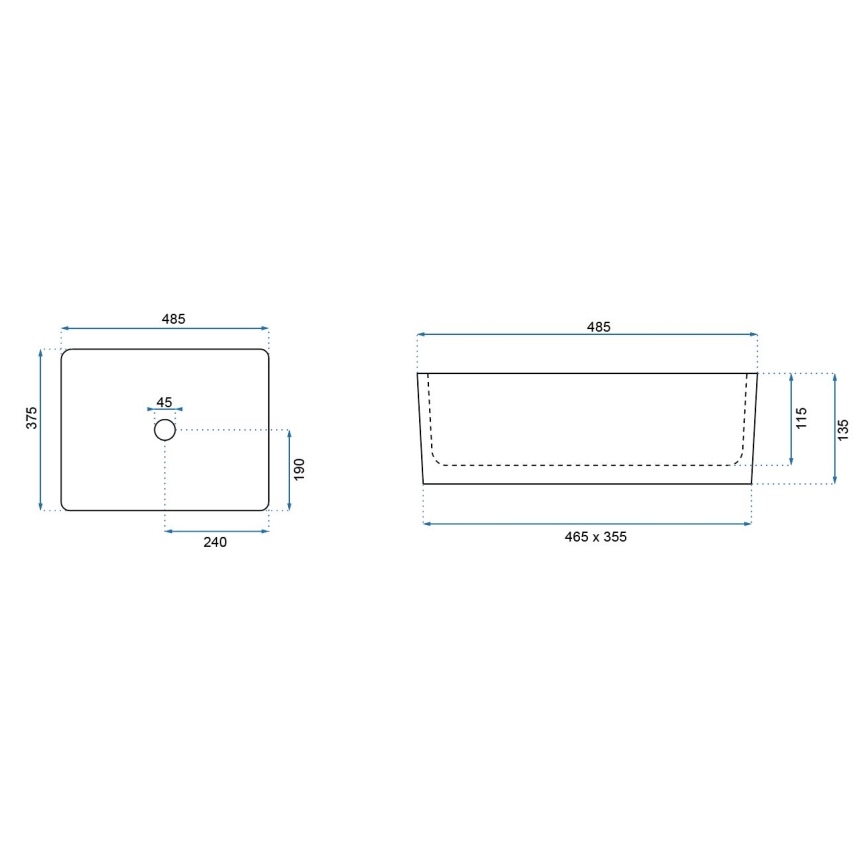 REA-U0669 - Nadgradni umivaonik ANITA 37,5x48,5 cm keramika/sjajna bela