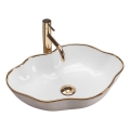 REA-U0696 - Umivaonik za ugradnju na radnu ploču PEARL 38x50,5 cm keramika/sjajna bela/zlatna