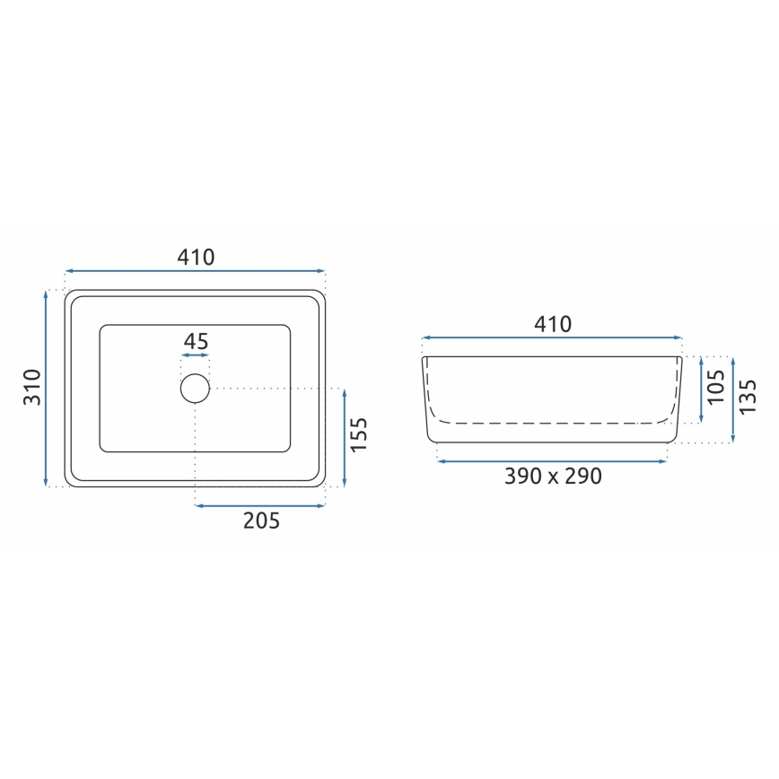 REA-U0952 - Umivaonik na ploču ANITA MINI 31x41 cm keramika/sjajna bela