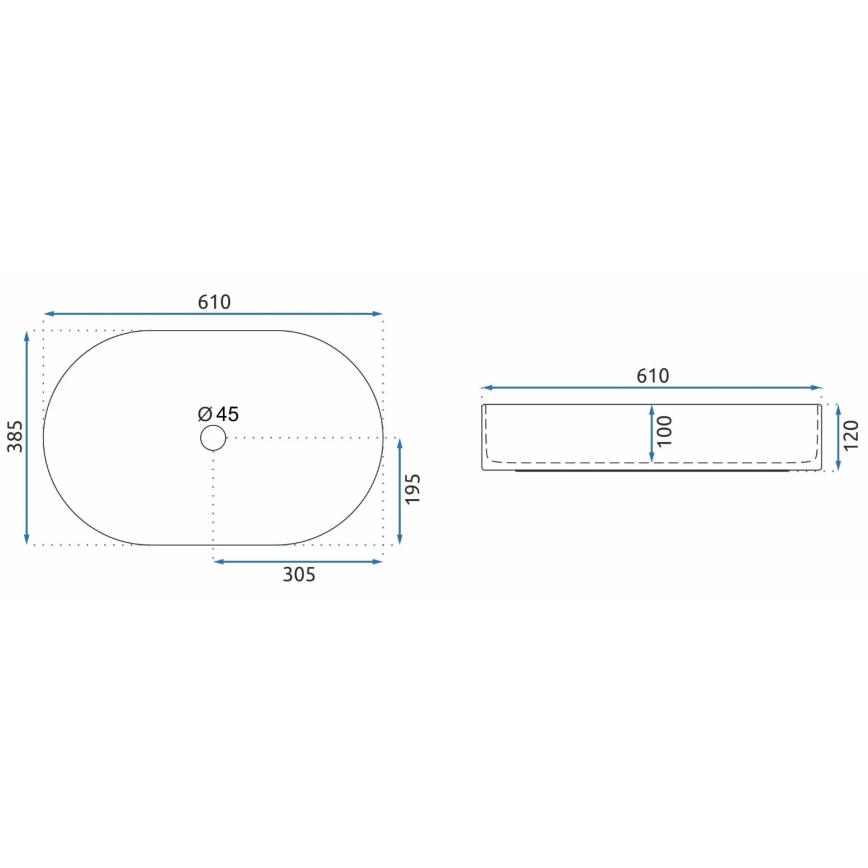 REA-U1055 - Umivaonik na radnu ploču NADIA 38,5x61 cm keramika/sjajna bela