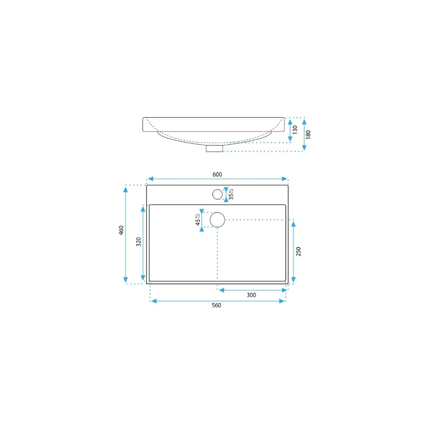REA-U3326 - Ugradni umivaonik MANDY 46x60 cm keramika/sjajna bela
