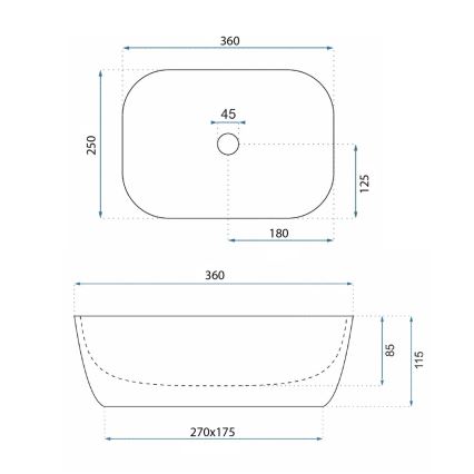 REA-U4700 - Umivaonik za ploču BELINDA 25x36 cm keramika/bež/imitacija kamena