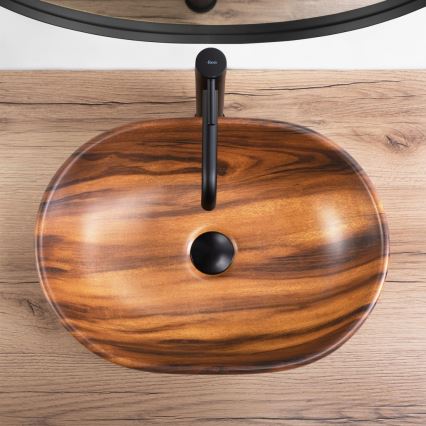 REA-U5060 - Umivaonik na ploču AMELIA 34,5x48 cm keramika/dekor drveta