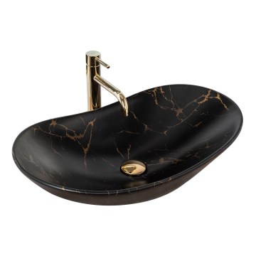 REA-U7478 - Umivaonik na ploču ROYAL 36x62 cm keramika/crna/dekor mermera