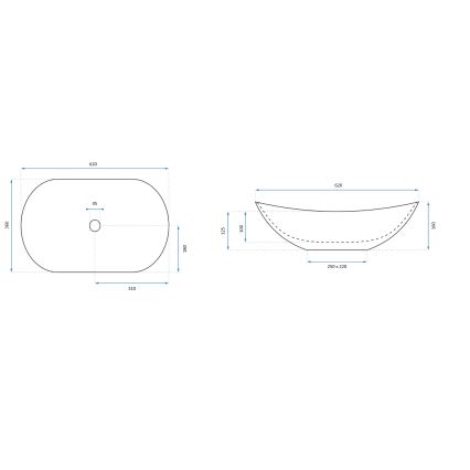 REA-U7478 - Umivaonik na ploču ROYAL 36x62 cm keramika/crna/dekor mermera