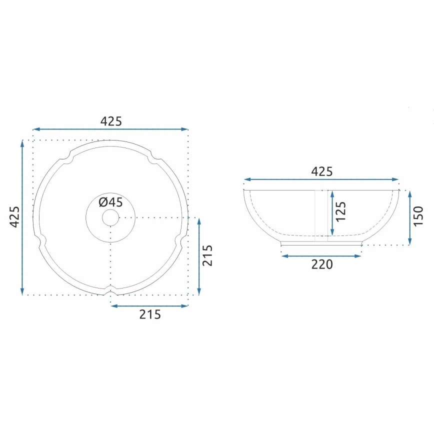 REA-U7504 - Nadgradni lavabo FELICIA prečnik 42,5 cm keramika/cvetni dezen