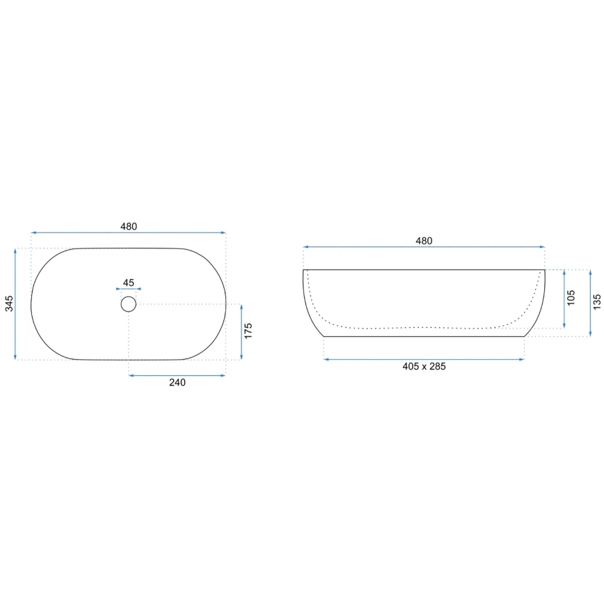 REA-U8001 - Umivaonik za radnu ploču AMELIA 34,5x48 cm keramika/dekor mramora