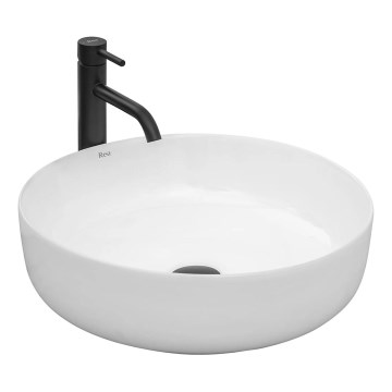 REA-U8493 - Umivaonik za postavljanje na radnu ploču ELMA, prečnik 45 cm, keramika/visoko sjajna bela