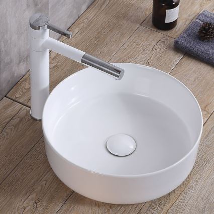 REA-U8493 - Umivaonik za postavljanje na radnu ploču ELMA, prečnik 45 cm, keramika/visoko sjajna bela