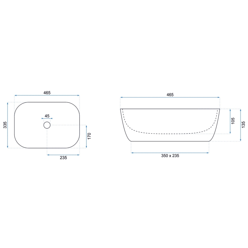 REA-U8907 - Umivaonik na ploču BELINDA 33,5x46,5 cm keramika/crna/mramorni dekor