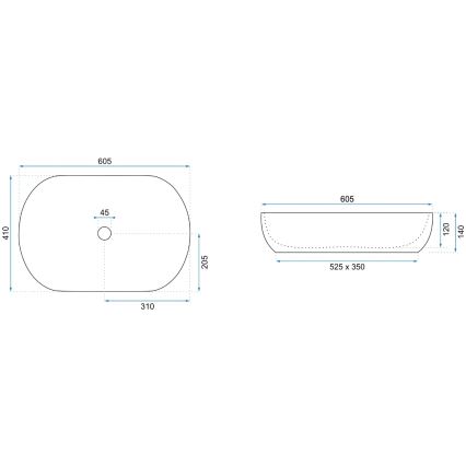 REA-U9656 - Umivaonik na ploču CLEO 41x60,5 cm keramika/dekor mramora