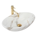REA-U9685 - Umivaonik na ploču PAMELA 33x53 cm keramika/dekor mramora