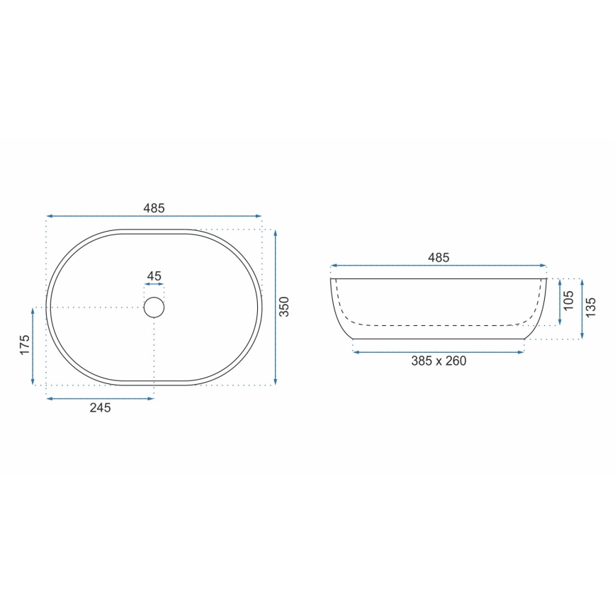 REA-U9888  - Nadgradni umivaonik LARA 35x48,5 cm keramika/imitacija kamena