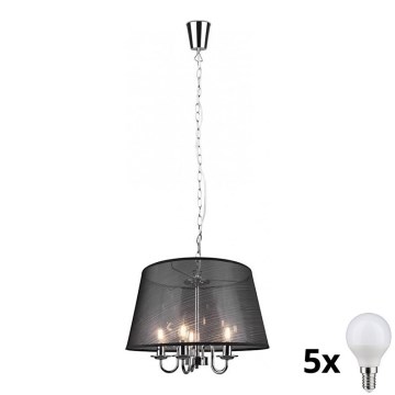 Reality - LED luster na lancu CIMA 5xE14/40W/230V, crne boje