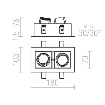 RED - Design Rendl - R12857 - LED ugradna svetiljka BONDY 2xLED/7W/230V
