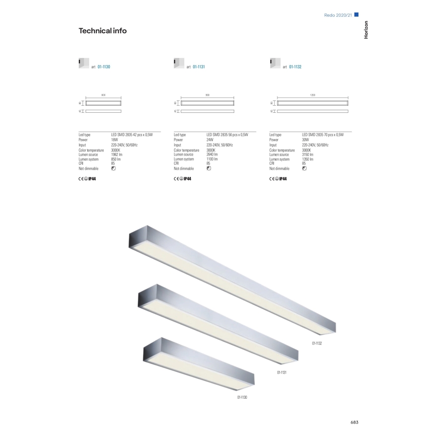 Redo 01-1132 - LED osvetljenje za ogledalo u kupatilu HORIZON LED/30W/230V 120 cm IP44