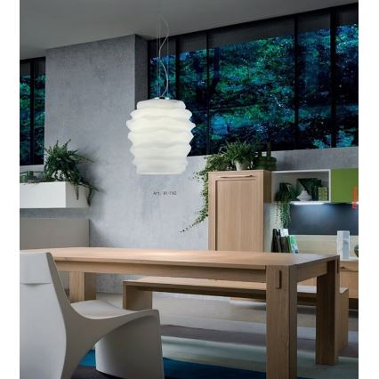 Redo 01-1142 - Luster na sajli MAGMA 1xE27/42W/230V prečnik 38 cm sjajni hrom/bela