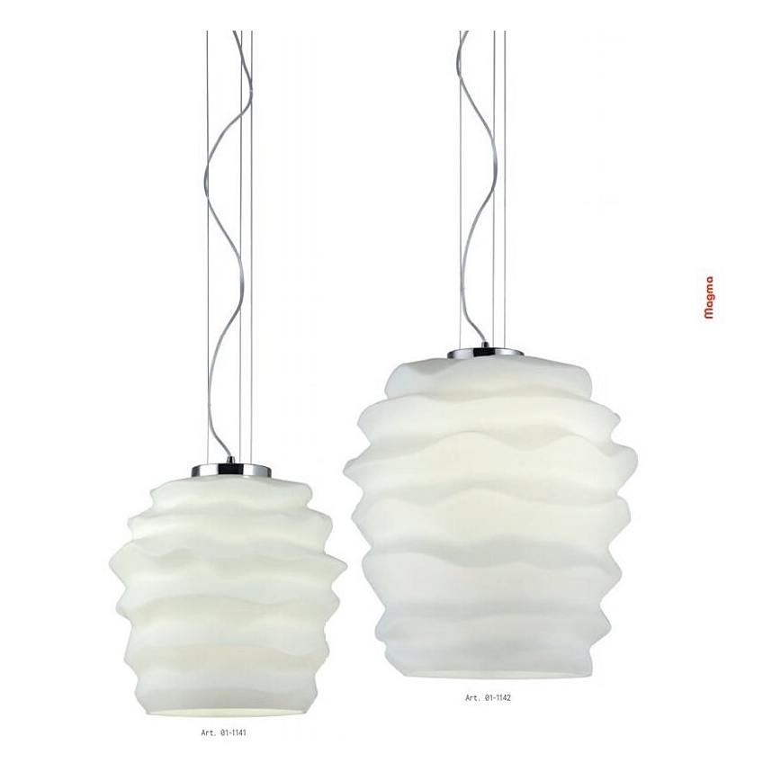 Redo 01-1142 - Luster na sajli MAGMA 1xE27/42W/230V prečnik 38 cm sjajni hrom/bela