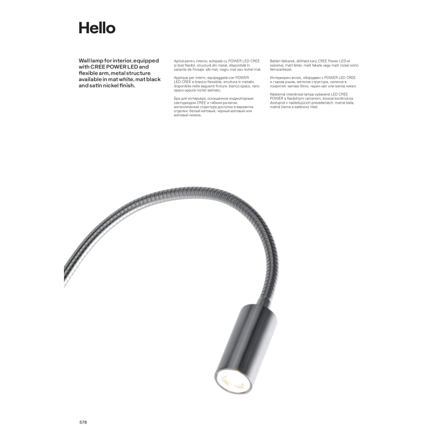 Redo 01-1193 - LED fleksibilna lampica HELLO LED/3W/230V bela