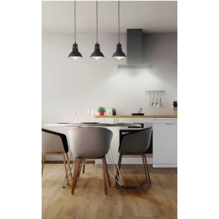 Redo 01-1279 - Luster na sajli PEEP, 1xE27/42W/230V, prečnik 16,5 cm, crni