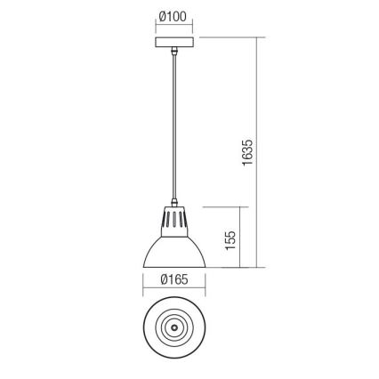 Redo 01-1279 - Luster na sajli PEEP, 1xE27/42W/230V, prečnik 16,5 cm, crni