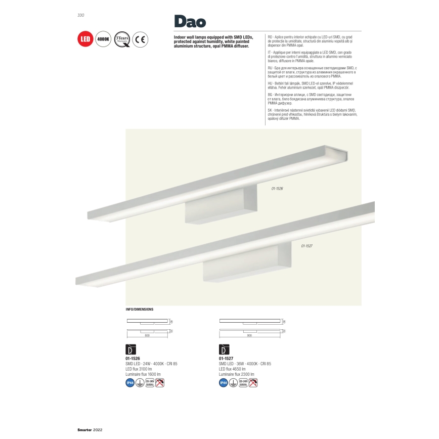 Redo 01-1527 - LED osvetljenje za ogledalo u kupatilu DAO 1xLED/36W/230V IP44
