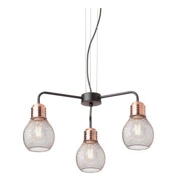 Redo 01-1579 - Luster na sajli EDISON 3xE27/42W/230V prečnik 53 cm crna/bakrena