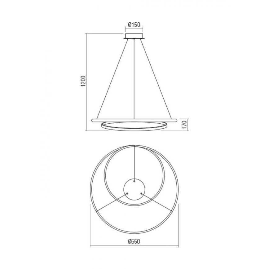 Redo 01-1889 - LED prigušiva luster na sajli TORSION LED/29W/230V, prečnik 55 cm, bronzan