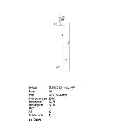 Redo 01-2043 - LED luster na sajli MADISON LED/4W/230V zlatna