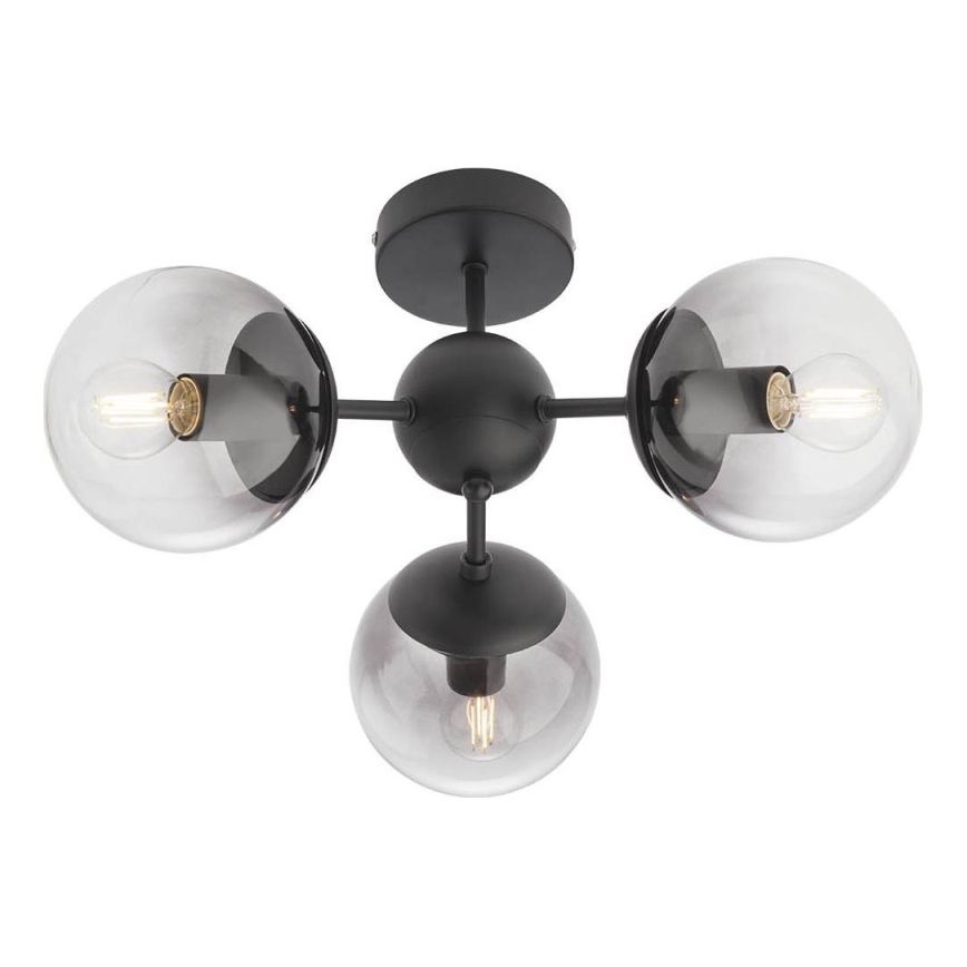 Redo 01-2176 - Luster na šipci SEMIA 3xE14/28W/230V crna/dimljena