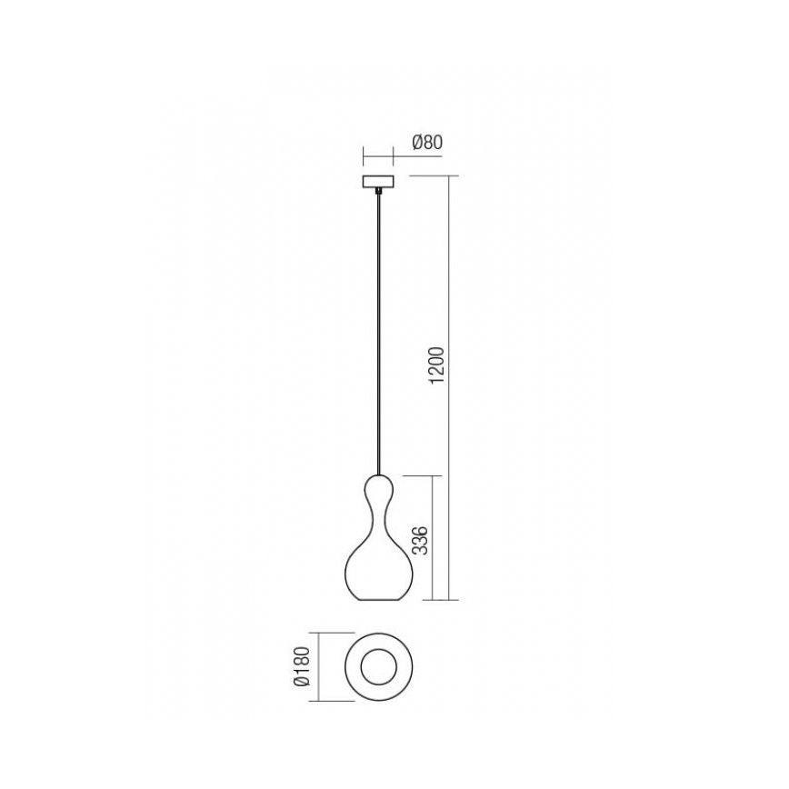 Redo 01-2256 - Luster na sajli LOB 1xE27/42W/230V prečnik 18 cm siv