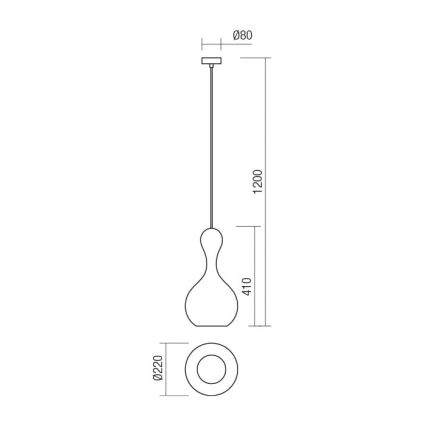 Redo 01-2259 - Luster na sajli LOB 1xE27/42W/230V, prečnik 22 cm, siva