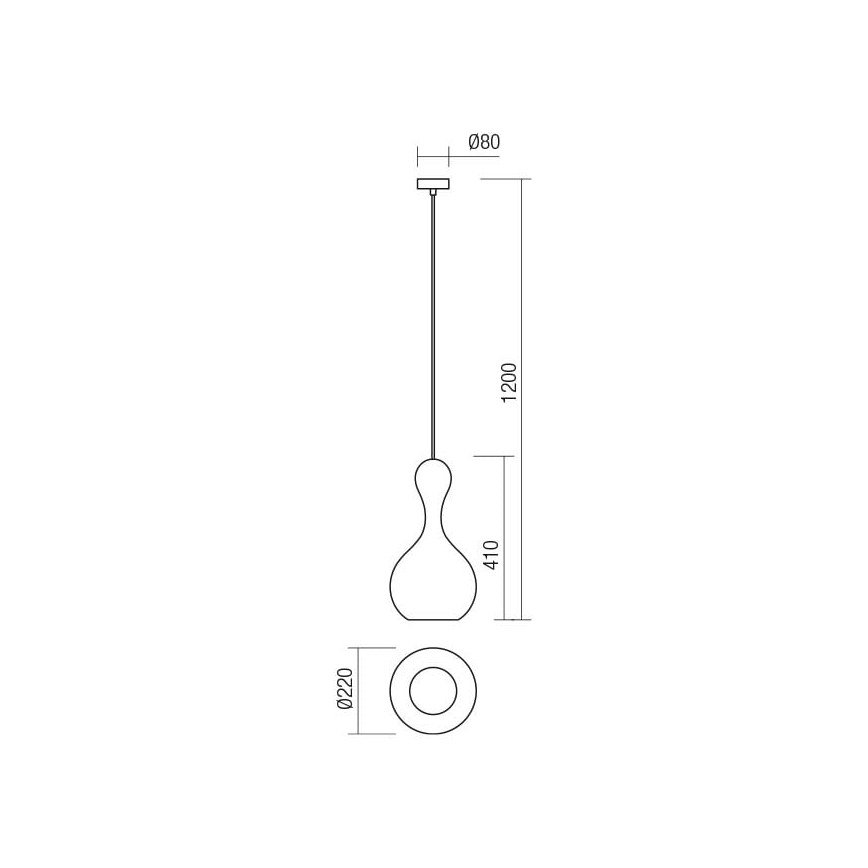 Redo 01-2259 - Luster na sajli LOB 1xE27/42W/230V, prečnik 22 cm, siva