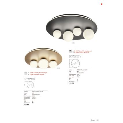 Redo 01-2466 - LED plafonsko svetlo CORUM LED/48W/230V 3000K prečnik 49 cm CRI 90 crna
