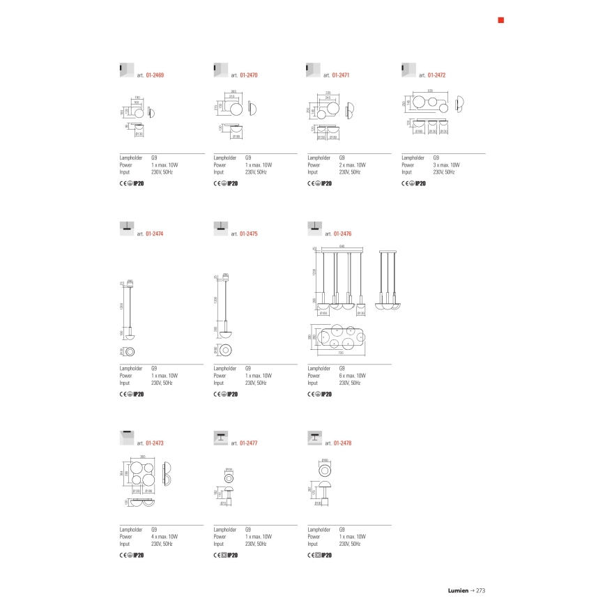 Redo 01-2469 - Zidna lampa LUMIEN 1xG9/10W/230V zlatna/bela