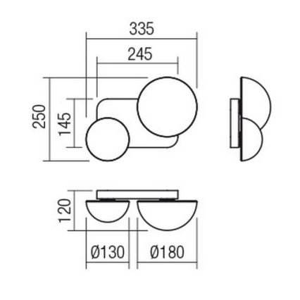 Redo 01-2471 - Zidno svetlo LUMIEN 2xG9/10W/230V zlatno/belo