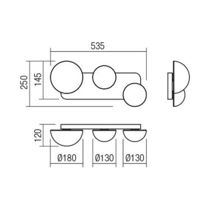 Redo 01-2472 - Zidno svetlo LUMIEN 3xG9/10W/230V zlatna/bela