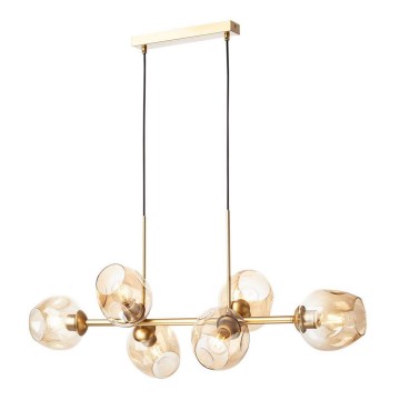 Redo 01-2619 - luster na sajli PIERCE 6xE27/42W/230V zlatni/dimljeni